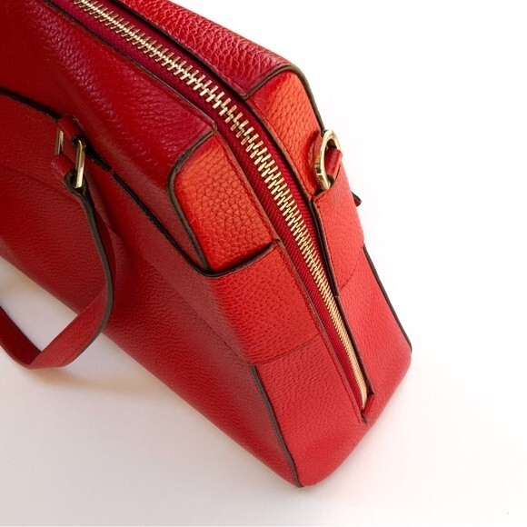 Henri Bendel Red Leather Satchel Briefcase Bag - Picture 5 of 16